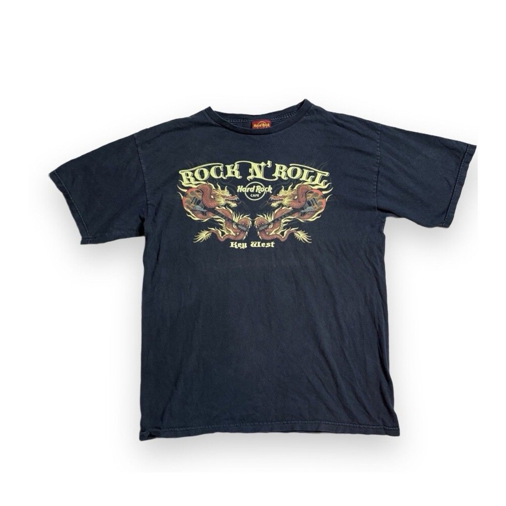 Hard Rock Cafe Key West Dragon Rock N Roll Graphic Tee Black Size M
